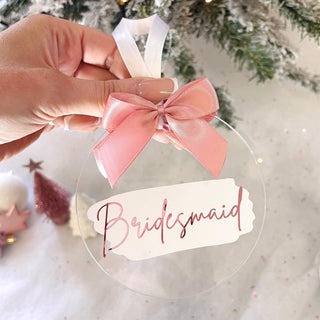 Personalised Flat Acrylic Bauble  - Bridal Party