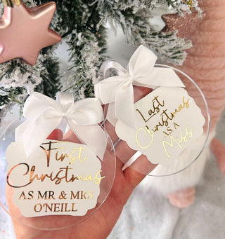 Personalised Flat Acrylic Christmas Bauble