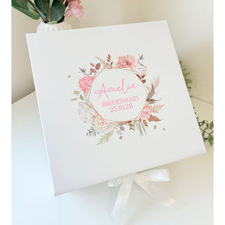 Personalised Floral Gift Box with Ribbon Tie