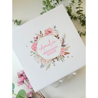 Personalised Floral Gift Box with Ribbon Tie