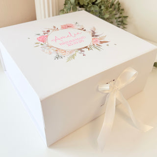 Personalised Floral Gift Box with Ribbon Tie