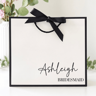 Personalised Gift Bag - Large White with Black Outline