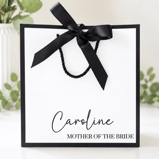 Personalised Gift Bag - Medium White with Black Outline