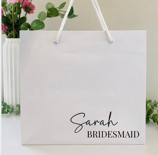 Personalised Gift Bag with Rope Handle - White