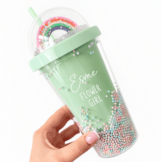 Personalised Green Cold Cup - Rainbow Shaker