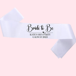 Personalised Hearts Sash - Bride To Be