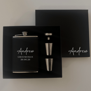 Personalised Luxe Hip Flask Gift Set