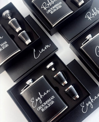Personalised Luxe Hip Flask Gift Set