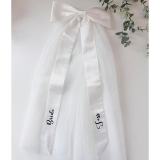 Personalised Luxury Long Satin Bow Veil