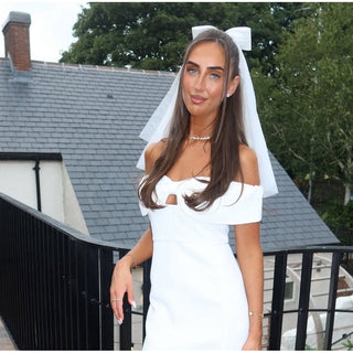 Personalised Luxury Long Satin Bow Veil