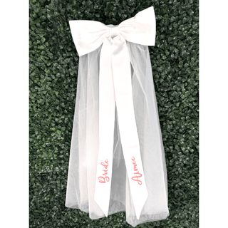 Personalised Luxury Long Satin Bow Veil
