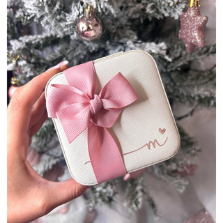 Personalised Off-White Jewellery Box with initial - Christmas Edition