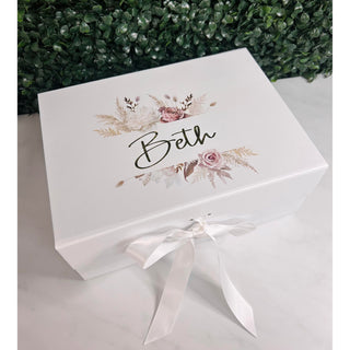 Personalised Pampas Gift Box with Ribbon Tie