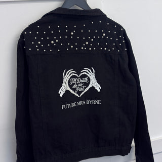 Personalised Pearl Denim Jacket - Black