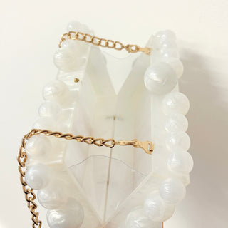 Personalised Pearl Detail Acrylic Handbag with Gold Chain