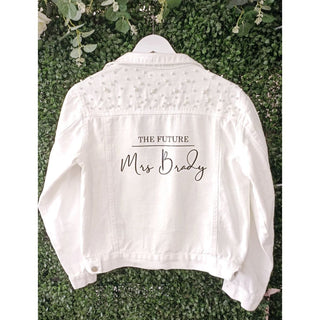 Personalised Pearl White Denim Jacket