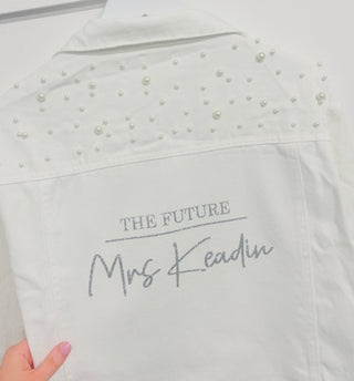 Personalised Pearl White Denim Jacket
