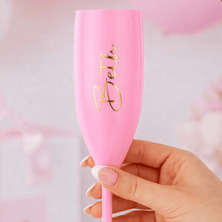 Personalised Pink Plastic Champagne Flute - Luxe Range