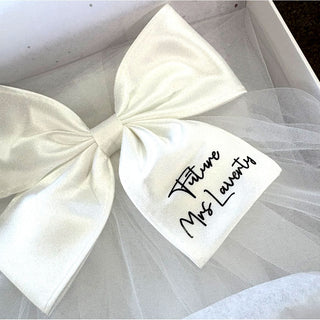 Personalised Short Satin Bow Veil