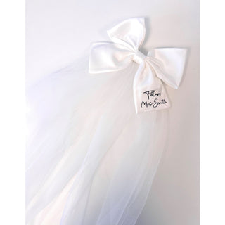 Personalised Short Satin Bow Veil