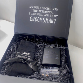 Personalised Team Groom Gift Set - Hip Flask