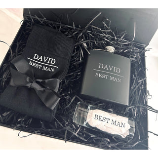 Personalised Team Groom Gift Set - Hip Flask