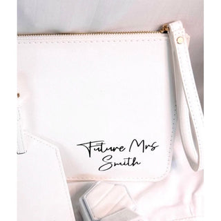 Personalised White Clutch Bag with Gold Details