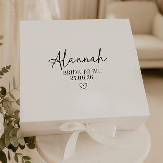 Personalised White Gift Box with Ribbon Tie