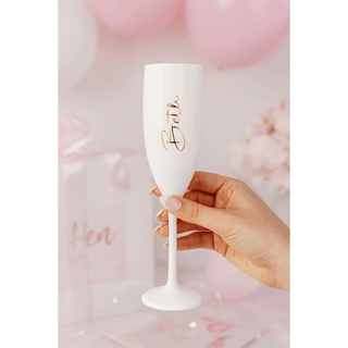 Personalised White Plastic Champagne Flute - Luxe Range