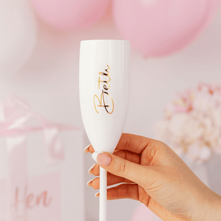 Personalised White Plastic Champagne Flute - Luxe Range