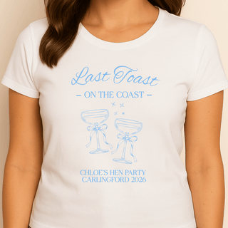 Personalised White T-shirt - Last Toast on the Coast
