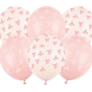 Pink Bow Balloons 30cm - 6 pack