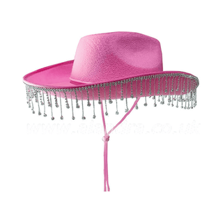 Pink Cowboy Hat with Diamante Droplet Detail