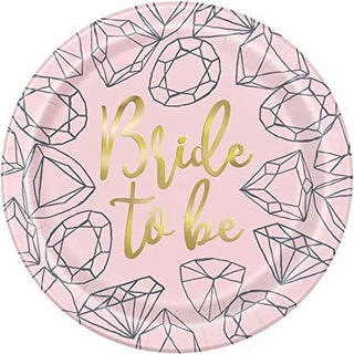 Pink Diamond Motif Large 9 inch Paper Plates (8)
