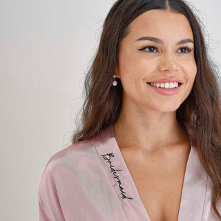 Pink Embroidered Bridesmaid Dressing Gown