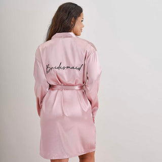 Pink Embroidered Bridesmaid Dressing Gown