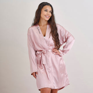 Pink Embroidered Bridesmaid Dressing Gown