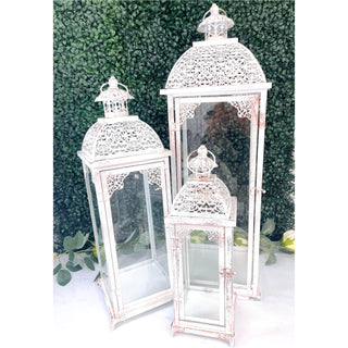 RENTAL Antique White Lanterns - set of 3