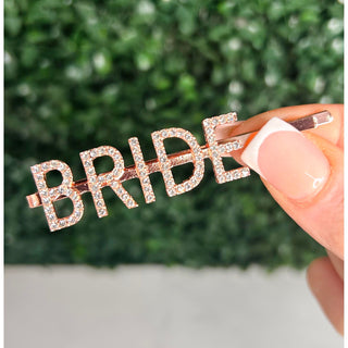 Bride Rosegold Crystal Hair Slide