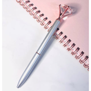Rose Gold and Silver Diamond Top Pen