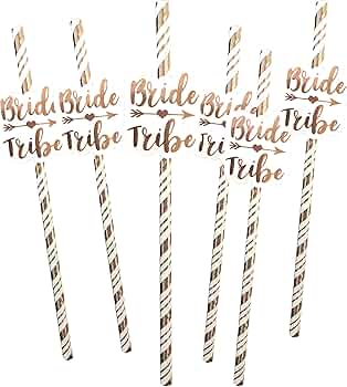Rose Gold Bride Tribe Straws - 6 pack