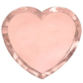 Rose Gold Heart Shape Paper Plates - Pack of 6