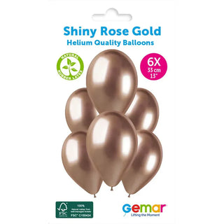 Rose Gold Latex Balloons, 6 Pack