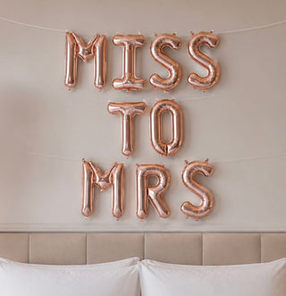 Rosegold Miss To Mrs Foil Balloon Bunting - 16inch