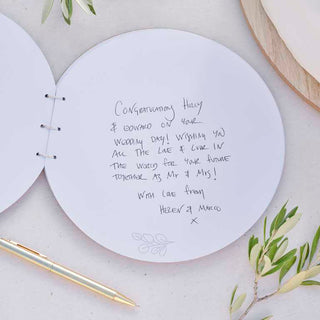 Round Wooden Wedding Guest Book