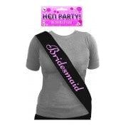 Sash Black W/Pink Writing Bridesmaid