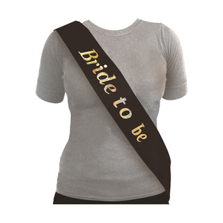Sash Bride to Be Black with Silver Writing