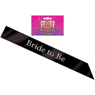 Sash Bride to Be Black with Silver Writing