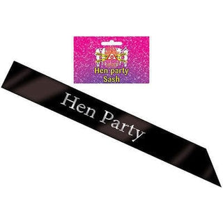 Sash Hen Party Black W/Silver Writing