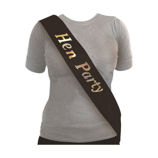 Sash Hen Party Black W/Silver Writing